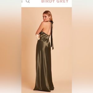 Olive green, satin bridesmaids dress. Size medium. Never worn.